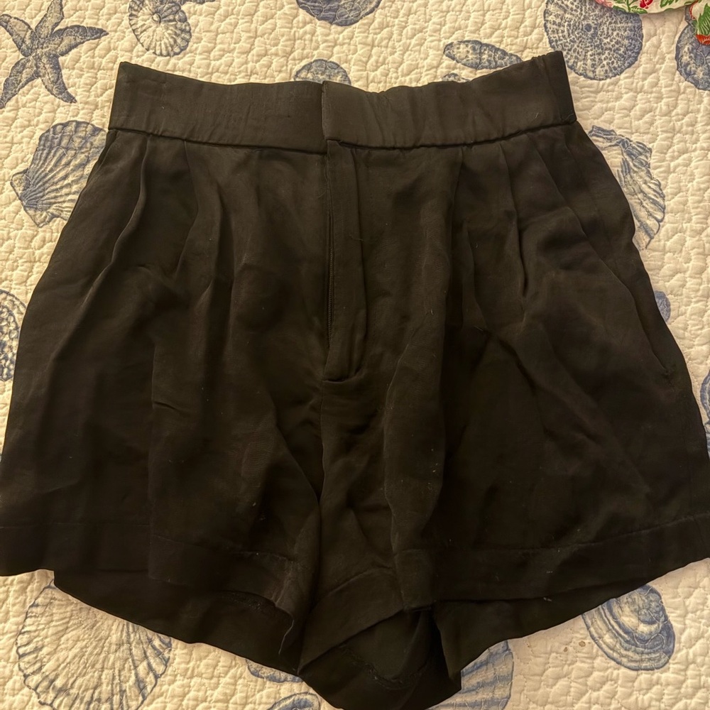 Zara High silky Waist Black Women's Shorts